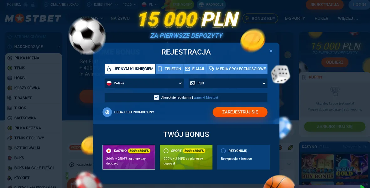 Rejestracja i logowanie w aplikacji Mostbet